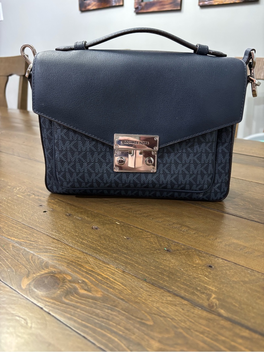 Michael Kors Rose Medium Too Handle Messenger Bag in Admiral Blue
